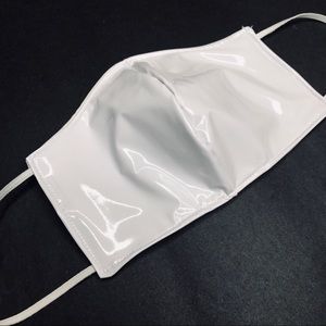 Handmade White Vinyl PVC Face Mask Wet Look Cosplay Costume Womens Mens Cyber